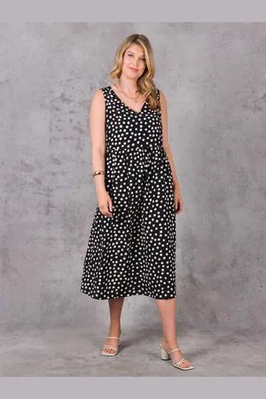 Live Unlimited London Womens Mono Spot Empire Seam Midi Dress - - Size 16 UK