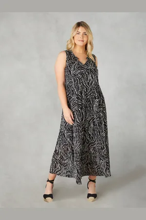 Live Unlimited London Womens Mono Spot Print Ruffle Maxi Dress - - Size 16 UK