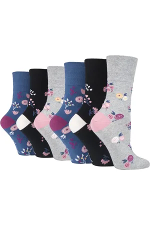 Gentle Grip Womens - 6 Pairs Ladies Non Elastic Socks - SOLRH216 - Cotton - Size UK 4-8