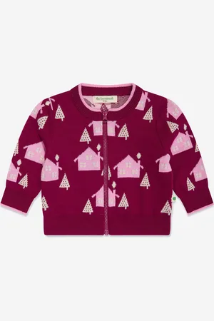 THE BONNIE MOB Girls Fir Cabin Knit Cardigan in - Size 12-18M