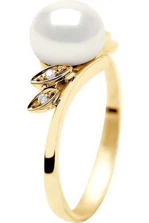 Diadema Womens - Ring - Yellow Gold - Real Freshwater Pearls - - Size N