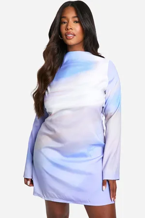 Boohoo Womens Plus Premium Satin Blurred Print Cowl Back Mini Dress - - Size 26 UK