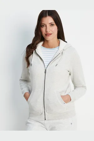 Tog 24 Finch Womens Sherpa Fleece Lined Hoody White Sand Marl - Cotton - Size 24 UK