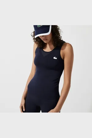 Lacoste WoMens Moisture Second-Skin Knit Tank Top in Navy Blue - Size Small