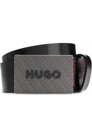 HUGO BOSS Gilao Mens Matte Leather Belt with Branded Plaque Buckle - - Size 36 inches
