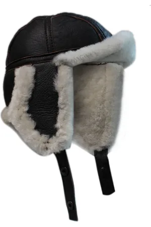 Infinity Mens RAF Aviator Sheepskin B-55 Trapper Hat - - Size Medium