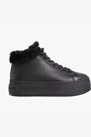 Calvin Klein BOLD PLATFORM LOW LACE UP Womens Trainers Triple - Size UK 6