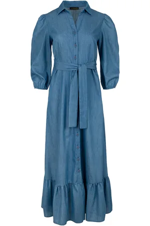 Conquista Womens Denim Style dress with Frill - - Size Small