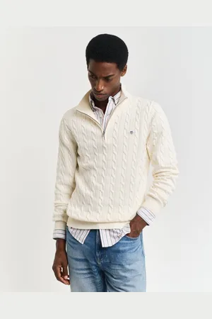 GANT Mens Cotton Cable Half Zip Jumper - - Size X-Large