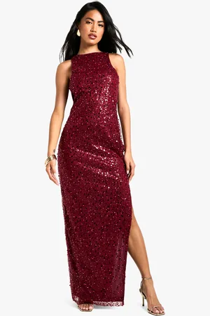 Boohoo Womens Racer Neck Sequin Maxi Dress - - Size 10 UK