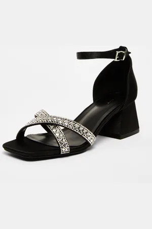 Quiz Womens Satin Diamante Block Heels - Size UK 4