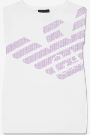 Emporio Armani Girls Sleeveless Logo Dress In - Size 10Y