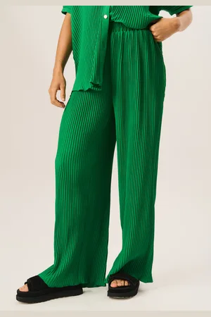 Gini London Womens Plisse Loungewear Wide Leg Trousers - - Size Small