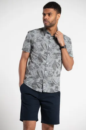 Tokyo Laundry Mens Printed Chambray Short-Sleeve Shirt - Size Medium