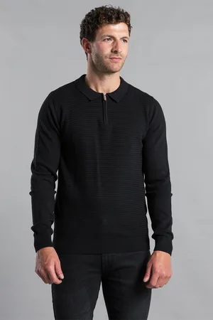 Kensington Eastside Mens Cotton Knitted Long Sleeve 1/4 Zip Polo - Size 2XL