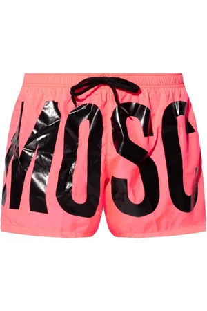 Moschino Mens Brand Print Logo Bright Short Swim Shorts - Size Medium