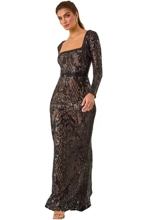 Ariella Womens Lace Scalloped Square Neck Maxi Dress - - Size 14 UK