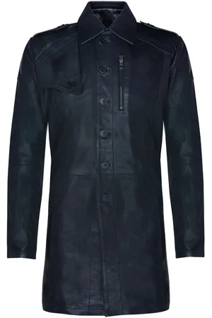Infinity Mens Soft Long Military Trench Distressed Coat - - Size Large