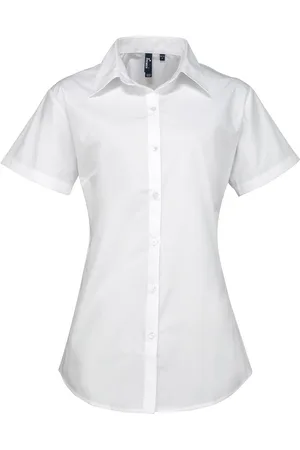 Premier Womens/Ladies Supreme Poplin Short-Sleeved Shirt - Size 18 UK