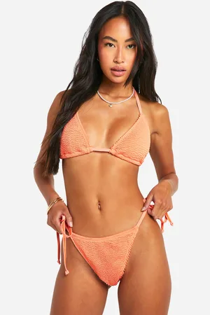 Boohoo Womens Premium Crinkle Tie Side Bikini Brief - - Size 14 UK