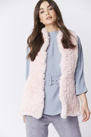 Jayley Womens Hand Knitted Faux Fur Gilet - - One Size