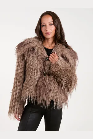 Blue Vanilla Womens Toggle Detail Faux Fur Coat - - Size Medium