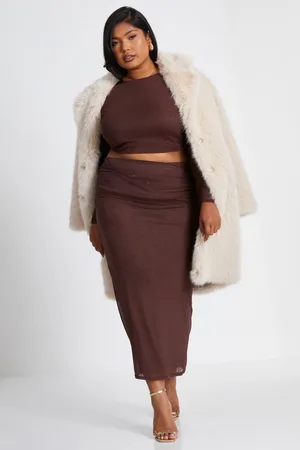 Quiz Womens Curve Glitter Mesh Midaxi Skirt - Size 18 UK