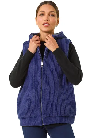 Roman Womens Reversible Hooded Knit Gilet - - Size 10 UK