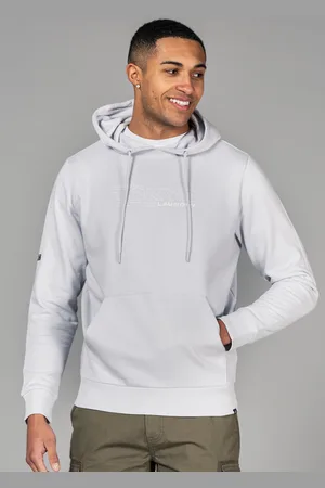 Tokyo Laundry Mens Pale Blue Cotton Blend Hoody With Branding Print - - Size X-Large