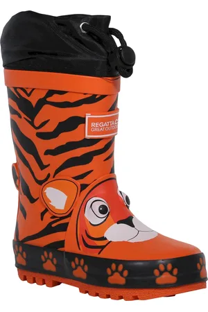Regatta Childrens Unisex Childrens/Kids Mudplay Tiger Print Wellington Boots (Blaze ) - Size UK 13 Kids