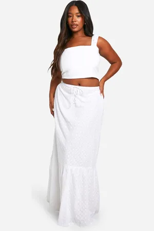 Boohoo Womens Plus Tie Front Maxi Skirt - Cotton - Size 16 UK