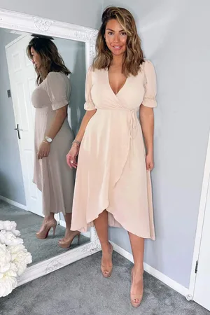 Ax Paris Womens Wrap Side Tie Midi Dress - Size 8 UK