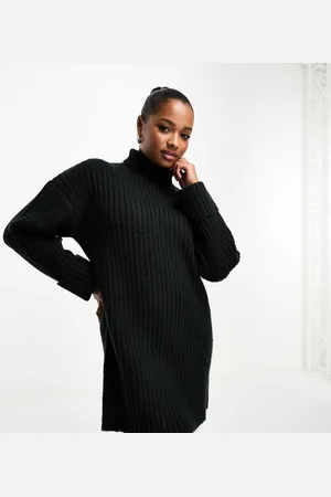 ASOS Womens DESIGN knitted jumper mini dress with high neck in - Size Medium