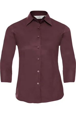 Russell Athletic Collection Womens/Ladies Easy-Care Fitted 3/4 Sleeve Formal Shirt (Port) - - Size 16 UK