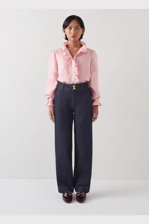 LK Bennett Womens Greta Petite Trousers, Indigo - - Size 18 UK