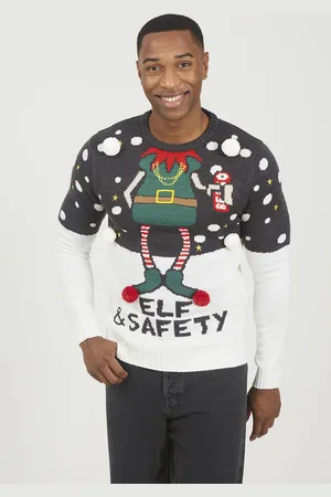 Brave Soul Mens Elf Slogan Novelty Christmas Jumper - Size Small