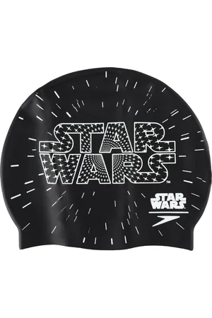 Speedo Childrens Unisex Star Wars Black Junior Slogan Print Silicone Swim Cap - - One Size