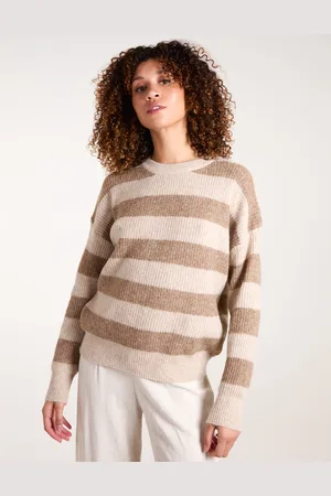 Blue Vanilla Womens Stripe Rib Knit Jumper - - Size Medium/Large