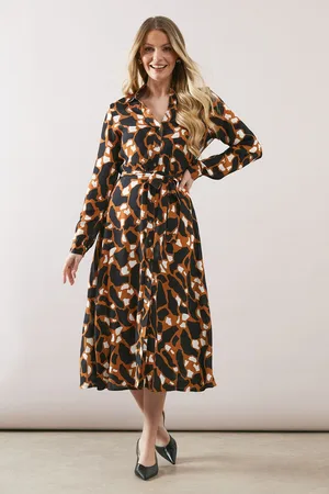 wallis Womens Abstract Print Viscose Button Through Shirt Dress - - Size 12 UK