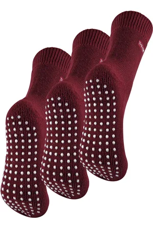 THMO 3 Pair Womens Fleece Lined Breathable Slipper Socks - Deep Fuchsia - - Size UK 4-8