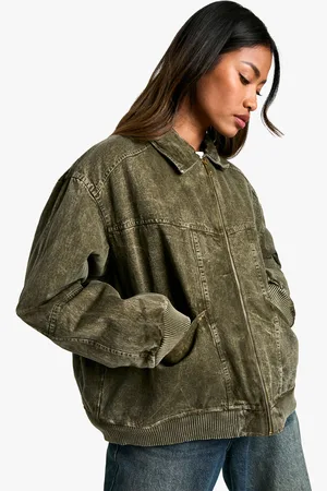 Boohoo Womens Vintage Washed Look Bomber Jacket - - Size 14 UK