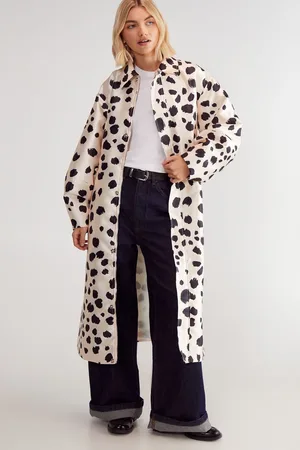 NASTY GAL Womens Premium Spot Satin Twill Maxi Coat - - Size 12 UK