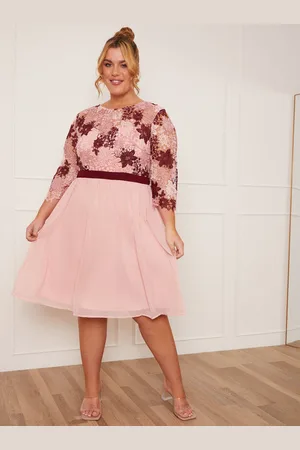 Chi Chi London Womens Plus Size Lace Crochet Bodice Midi Dress in - Size 26 UK