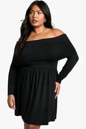 Boohoo Womens Plus Jersey Off Shoulder Skater Dress - - Size 16 UK