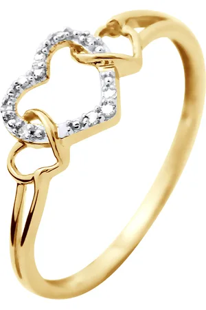 Diadema Womens - Ring - Prestige Jewelery - Heart - Yellow Gold - - Size T