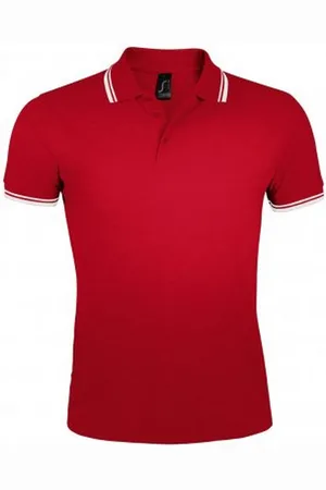 Sols Mens Pasadena Tipped Short Sleeve Pique Polo Shirt ( /White) Cotton - Size 2XL