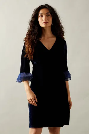 wallis Womens Occasion Velvet Pleated Cuff Mini Dress - - Size 8 UK