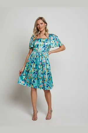 Chi Chi London Womens Square Neck Abstract Satin Mini Dress in - Size 10 UK
