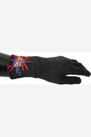Dolce & Gabbana Mens Embroidered Wool Gloves - - One Size