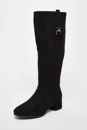 Quiz Womens Wide Fit Faux Suede Boots - Size 4 Wide Fit (UK Shoe)